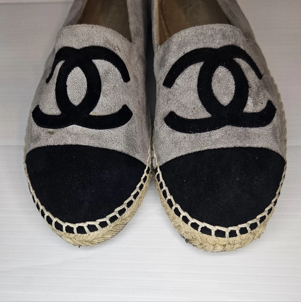 CHANEL Black and Gray Espadrilles Size 40